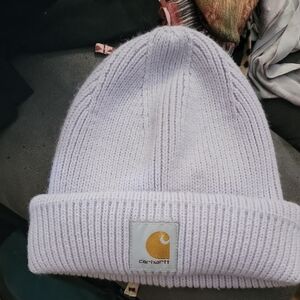 Carhartt Cuffed Knit Beanie in Pale Lavender with Gold Logo